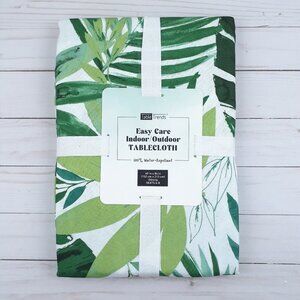 Table Trends Fabric Tablecloth 60x84 Easy Care Tropical Leaves Juno Palms Green